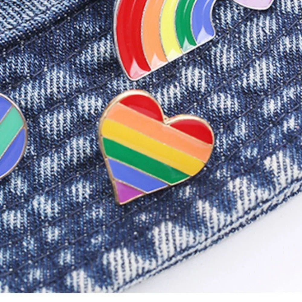 Heart Shape Rainbow Flag Brooch